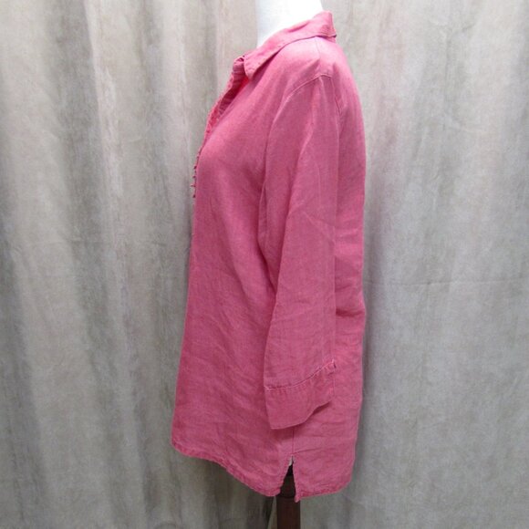 Chico's Stonewashed Red 100% Linen 3/4 Sleeve Tunic Top Size 2 (XL) - Picture 5 of 16